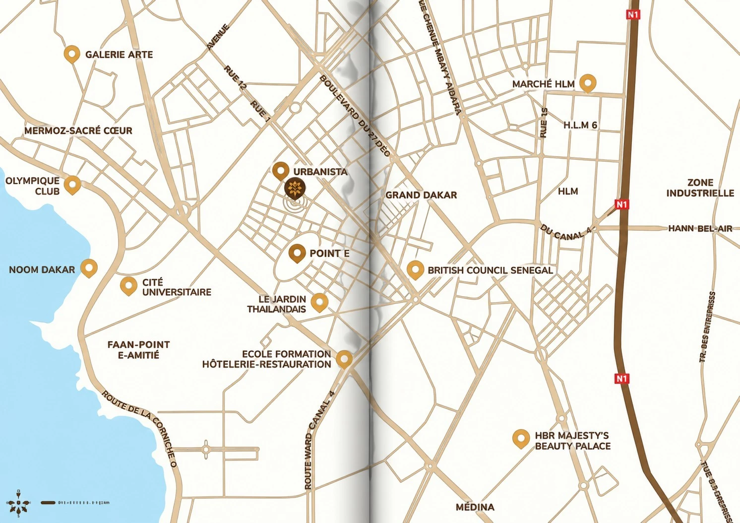Plan du quartier du Point E, à Dakar